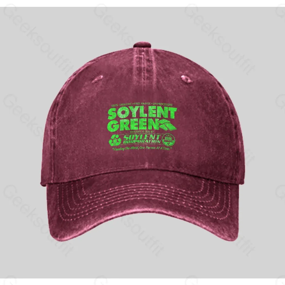 100% Organic Soylent Green Washed Vintage Baseball Cap