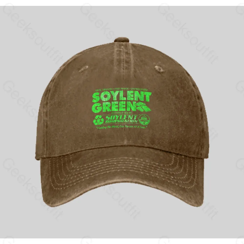 100% Organic Soylent Green Washed Vintage Baseball Cap