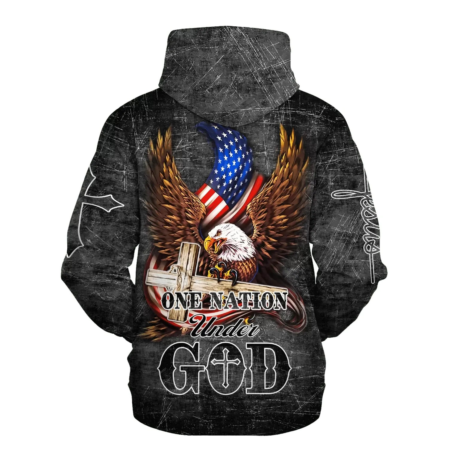 American Eagle USA Flag 3D Hoodie One Nation Under God Hoodies Men & Women Christian Hoodie 3D Printed Hoodie