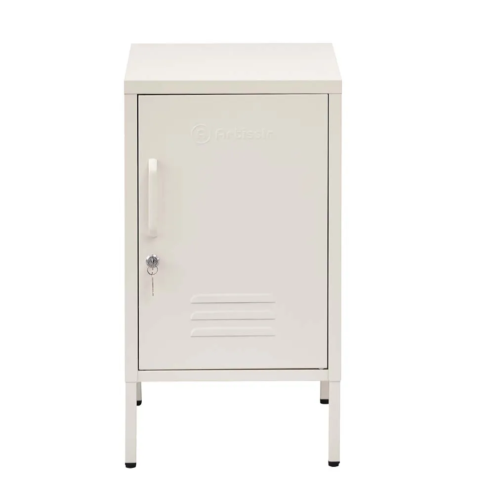 ArtissIn Mini Metal Locker Storage Shelf Organizer Cabinet Bedroom White