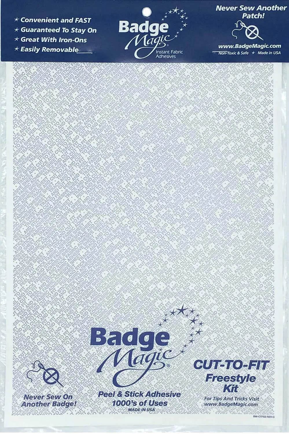 Badge Magic Patch/Fabric Adhesive - Cut-To-Fit Sheet