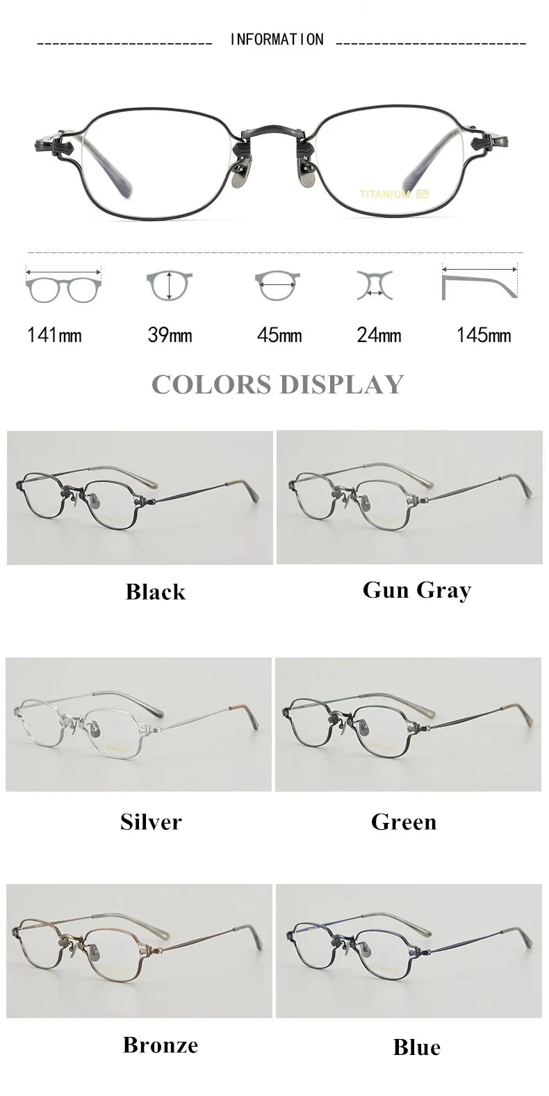 Black Mask Unisex Full Rim Square Titanium Eyeglasses Bmk186