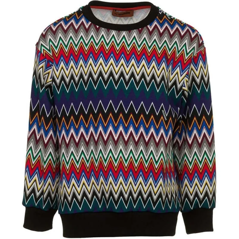 Boys Cotton Multi Coloured  Zig Zag Sweatshirt