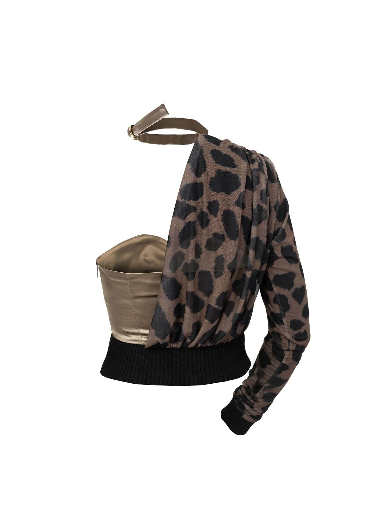 Carolina Asymmetrical Choker Leopard Print Top