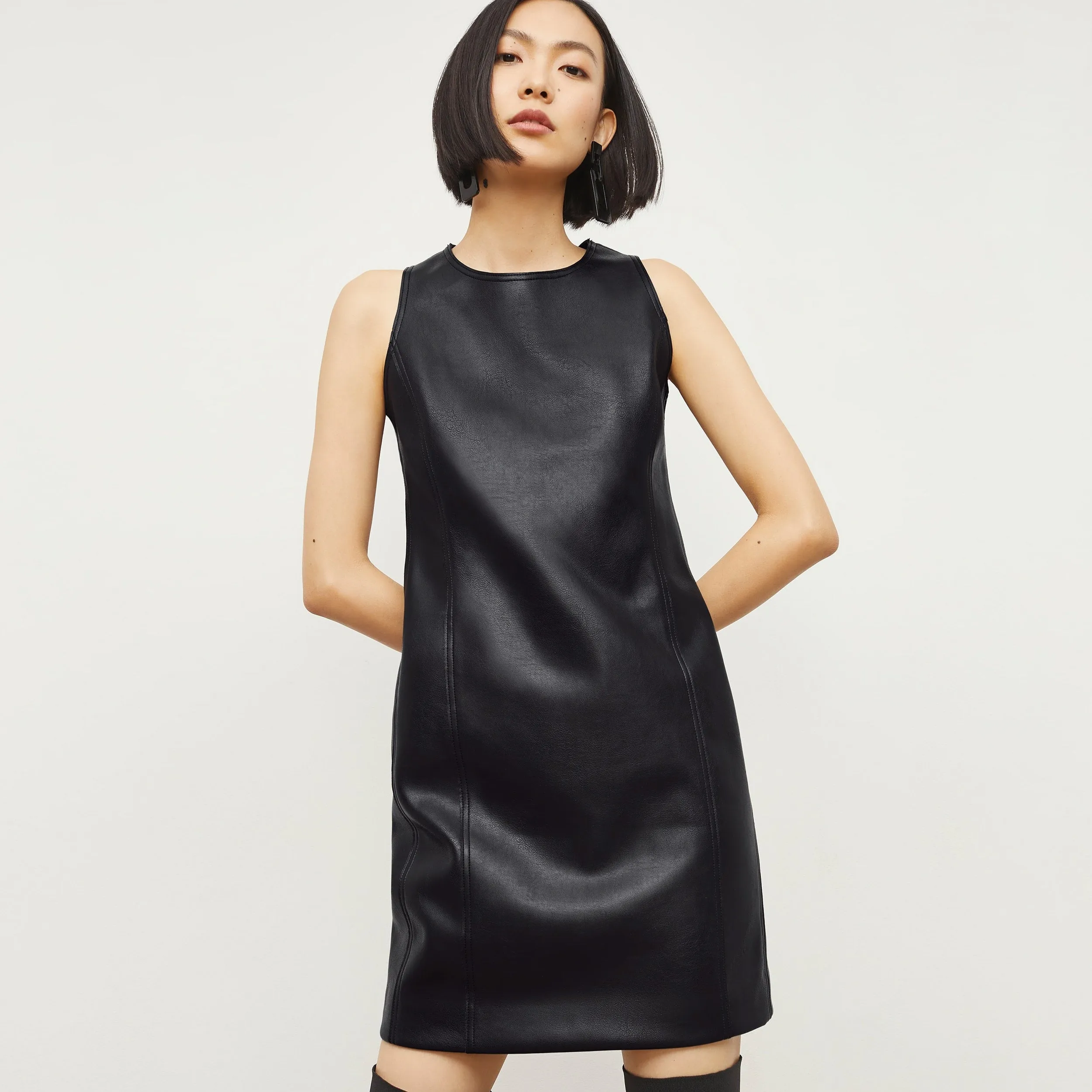 Chloe Dress - Vegan Leather :: Black