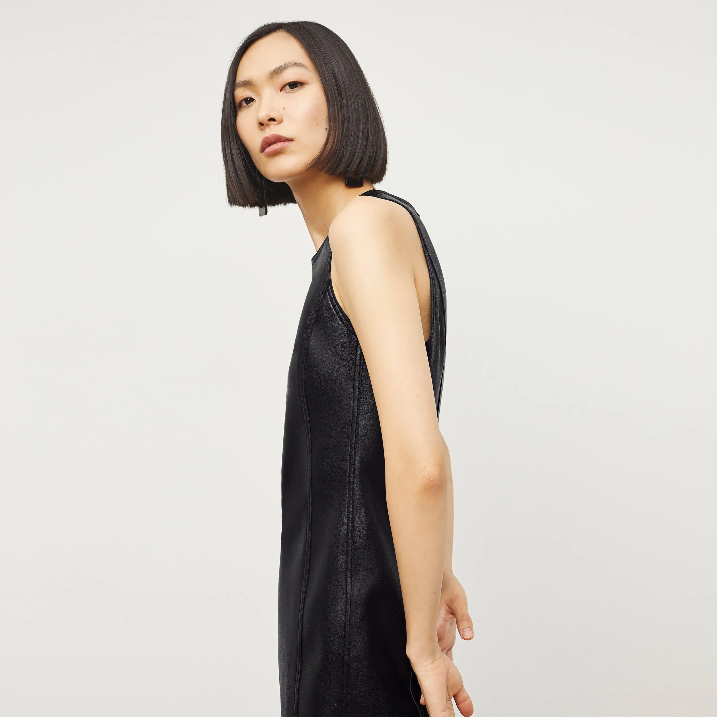 Chloe Dress - Vegan Leather :: Black