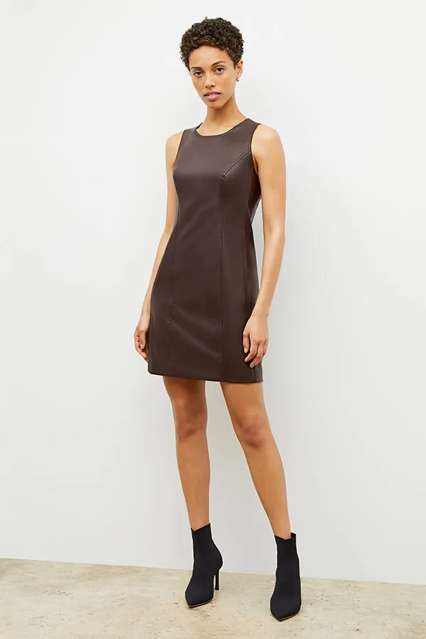 Chloe Dress - Vegan Leather :: Brown