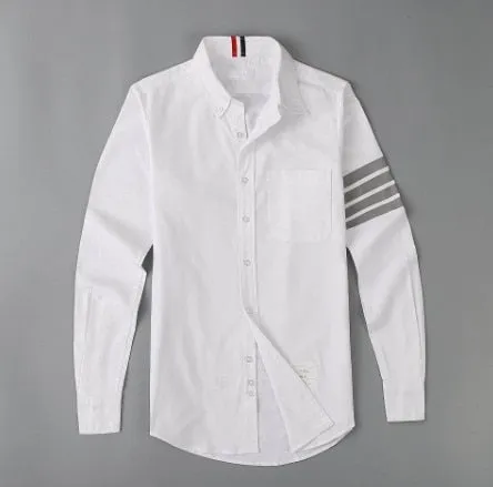 Classic White Pocket With Stripe Cotton Shirt