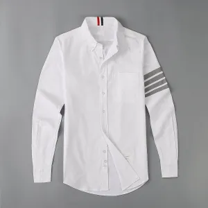 Classic White Pocket With Stripe Cotton Shirt