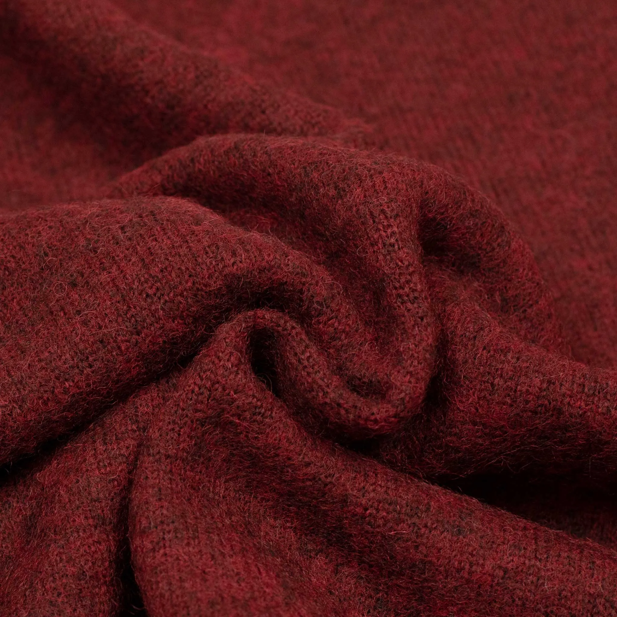 Crewneck sweater in cranberry red wool