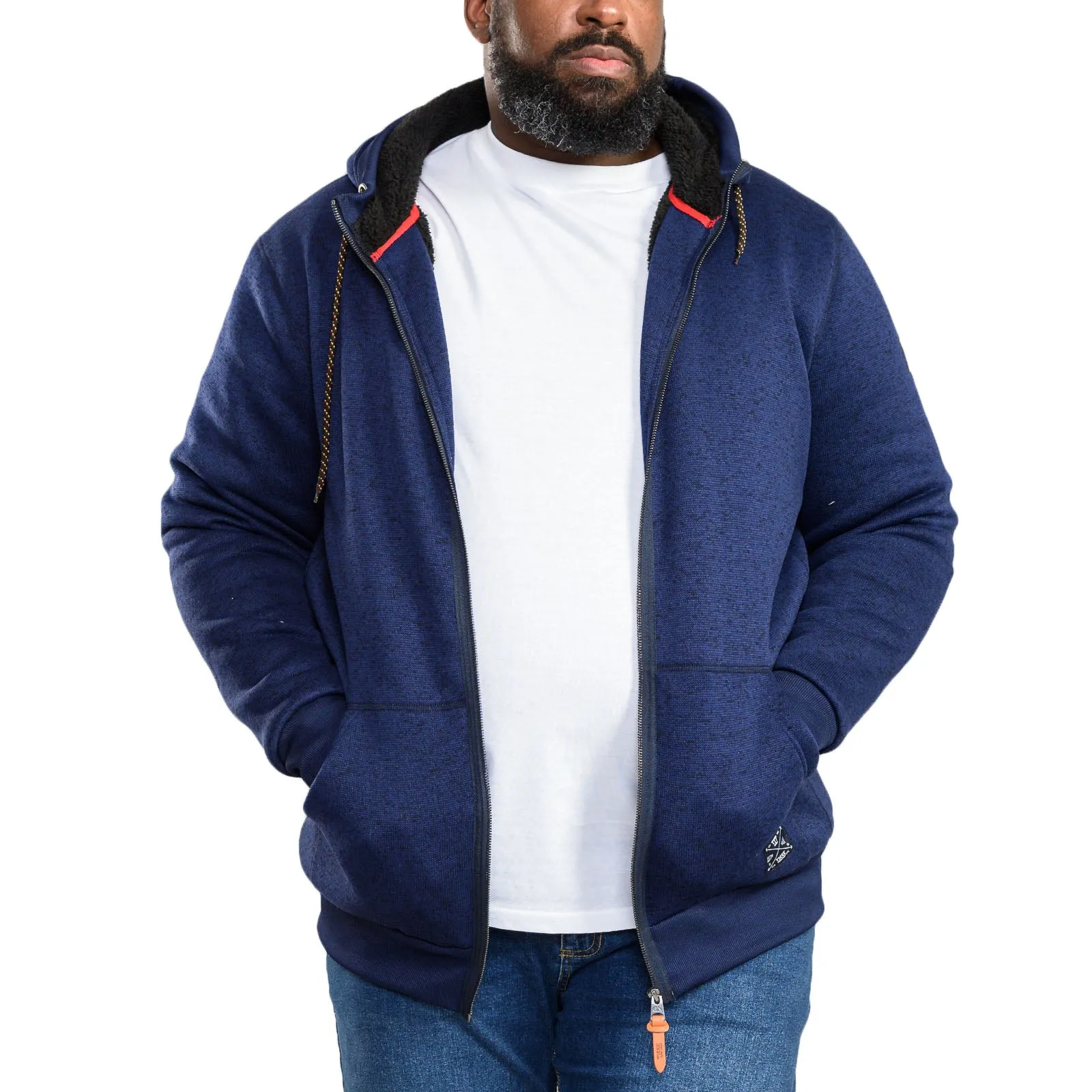 D555 Mens Callington Big & Tall Zip Up Sherpa Lined Hoodie - Navy