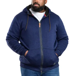 D555 Mens Callington Big & Tall Zip Up Sherpa Lined Hoodie - Navy