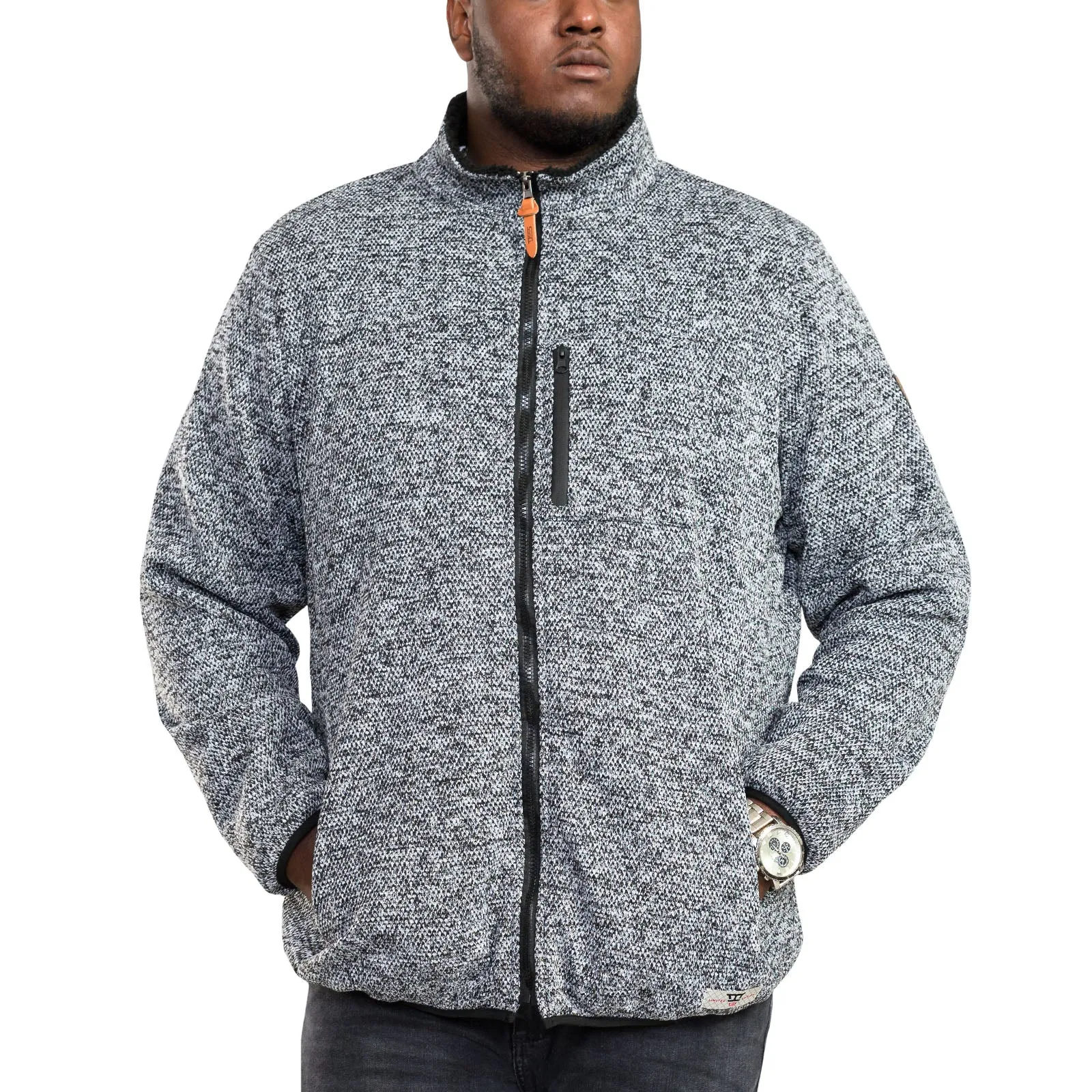 D555 Mens Rockley Big & Tall Sherpa Lined Zip Up Sweatshirt - Grey