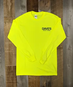 Dave’s New York Work Logo Long Sleeve T-Shirt - Bright Lime