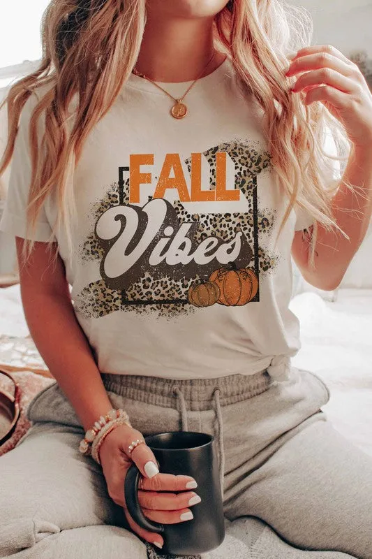 FALL VIBES PUMPKIN LEOPARD GRAPHIC TEE PLUS SIZE