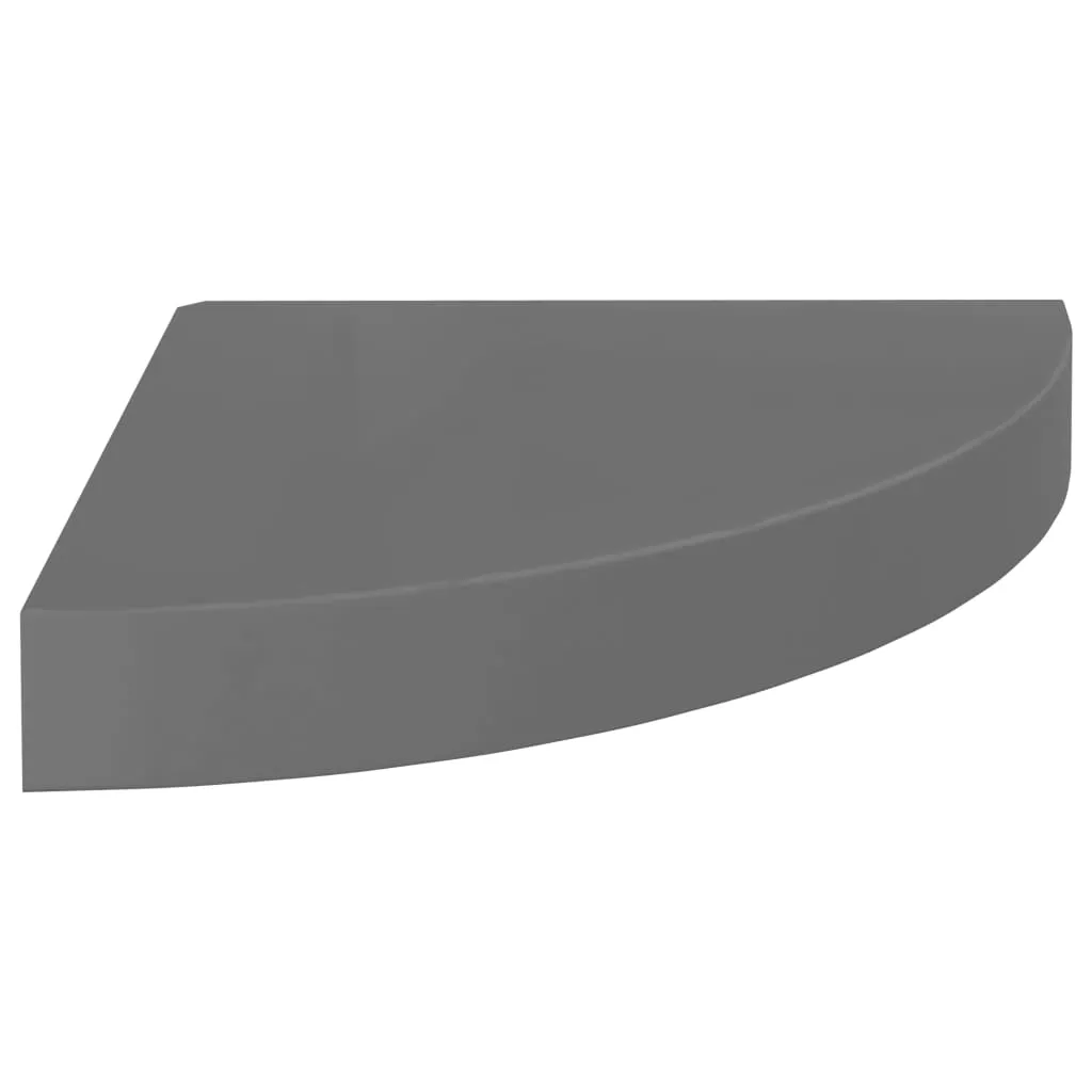 Floating Corner Shelf High Gloss Grey 25x25x3.8 cm MDF