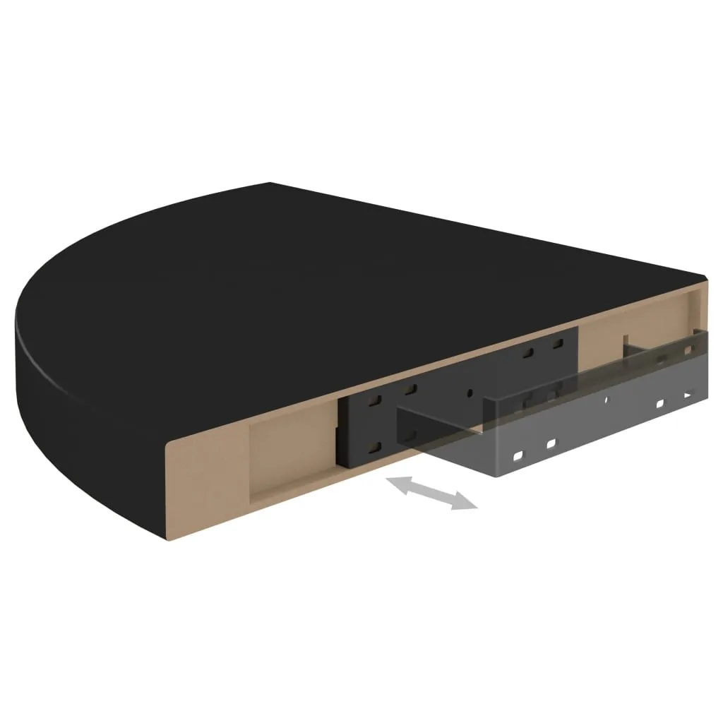 Floating Corner Shelves 2 pcs Black 35x35x3.8 cm MDF