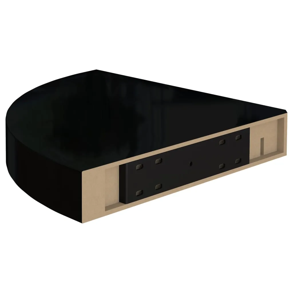 Floating Corner Shelves 2 pcs High Gloss Black 25x25x3.8 cm MDF