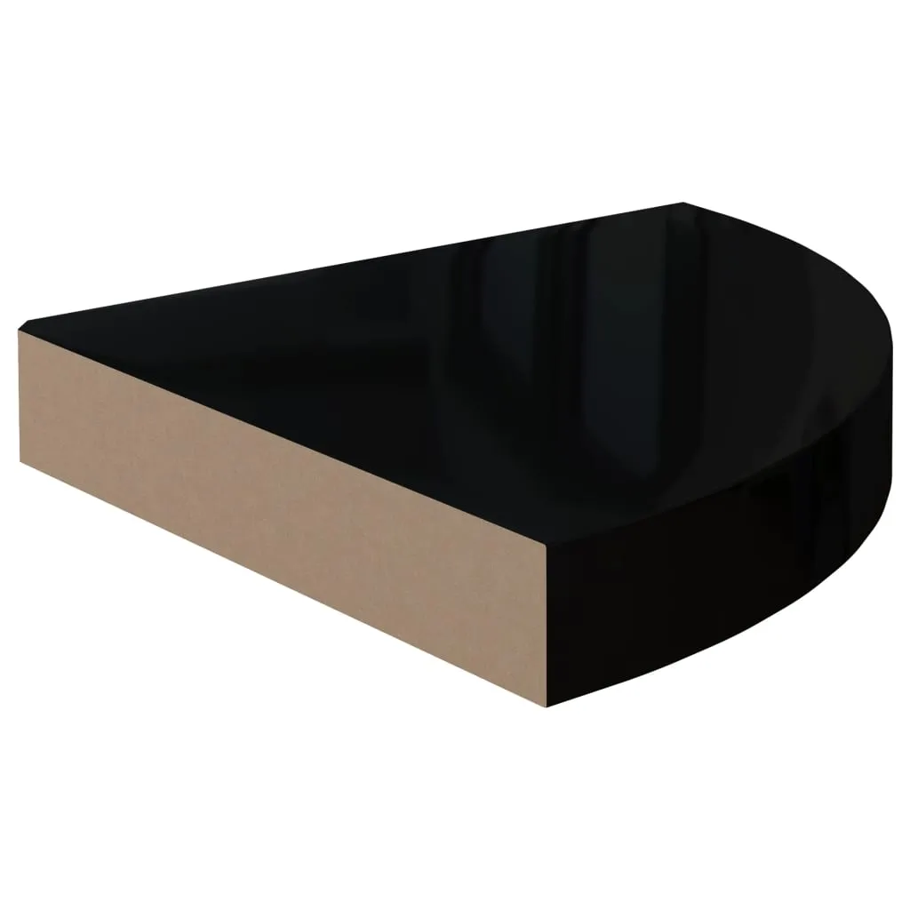 Floating Corner Shelves 2 pcs High Gloss Black 25x25x3.8 cm MDF