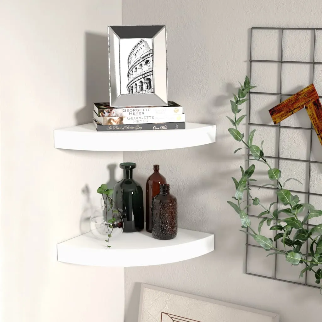 Floating Corner Shelves 2 pcs White 25x25x3.8 cm MDF