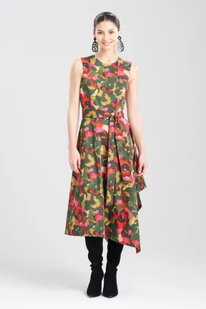 Floral Asymmetrical Boat Neck Dress