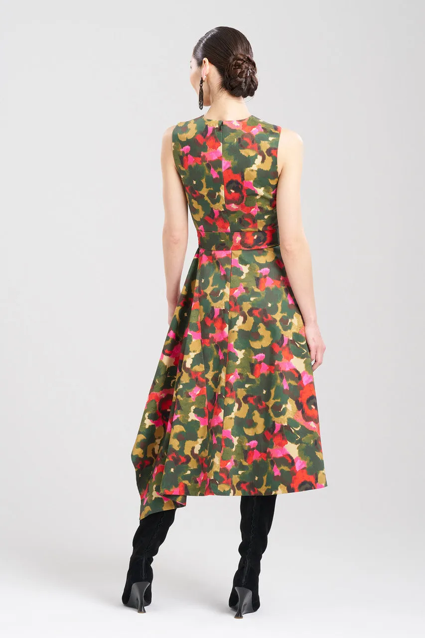 Floral Asymmetrical Boat Neck Dress