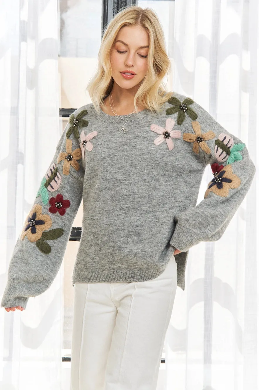 Floral Embroidered Sweater