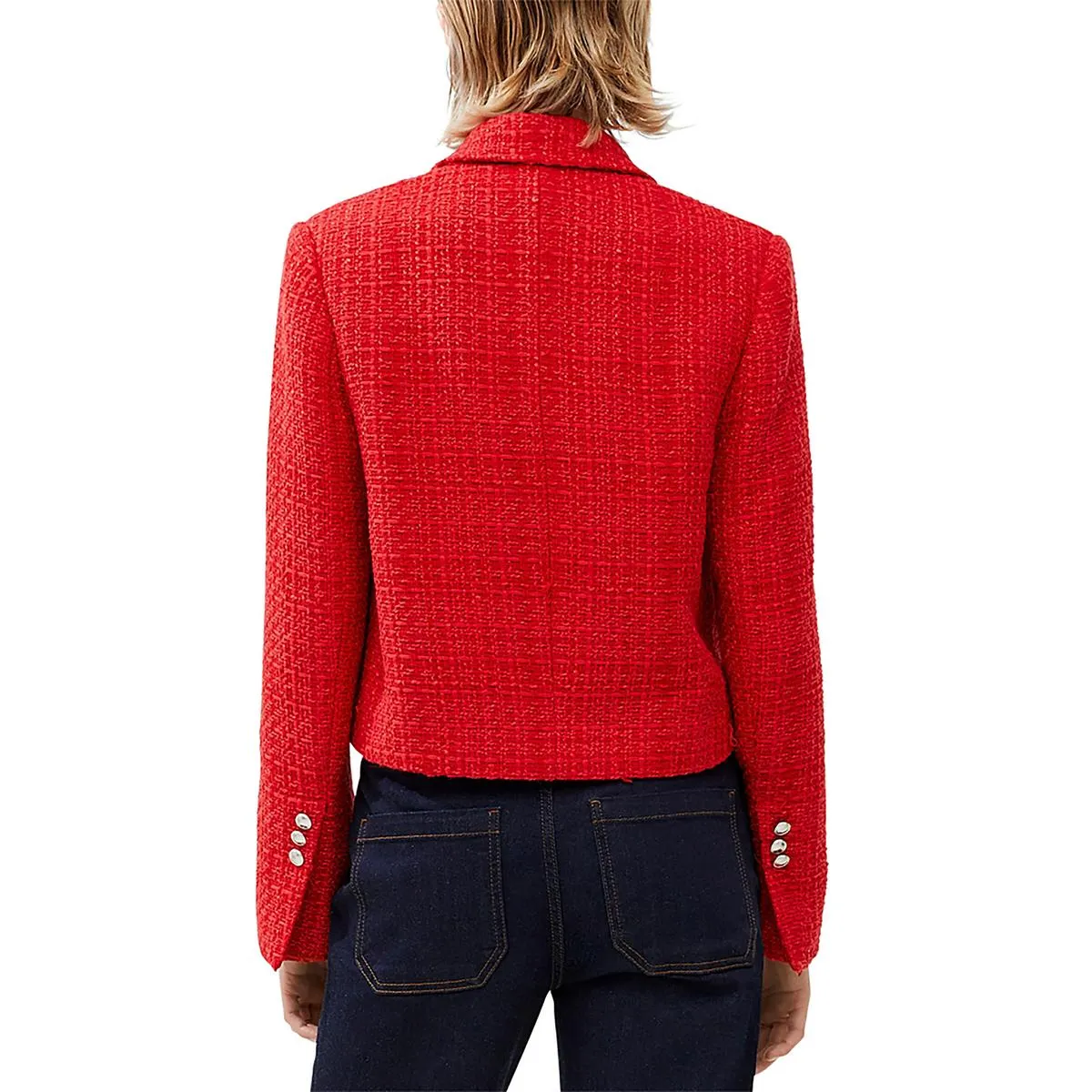 French Connection Womens Tweed Cropped One-Button Blazer