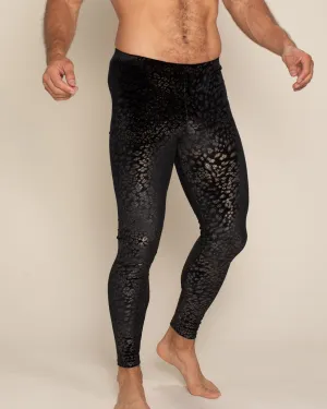 Golden Floral Cheetah Foil Velvet Leggings | Men's