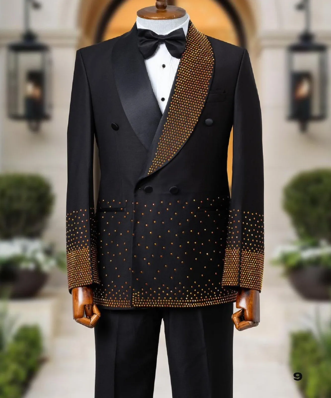 Golden Stones Black Tuxedo Jacket Mens