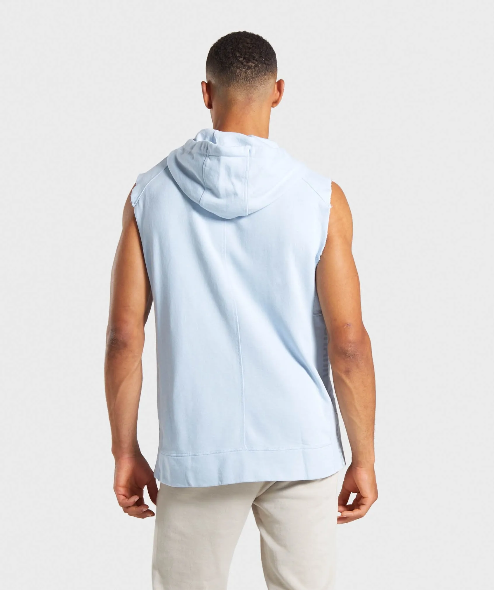 Gymshark Laundered Sleeveless Hoodie - Light Blue