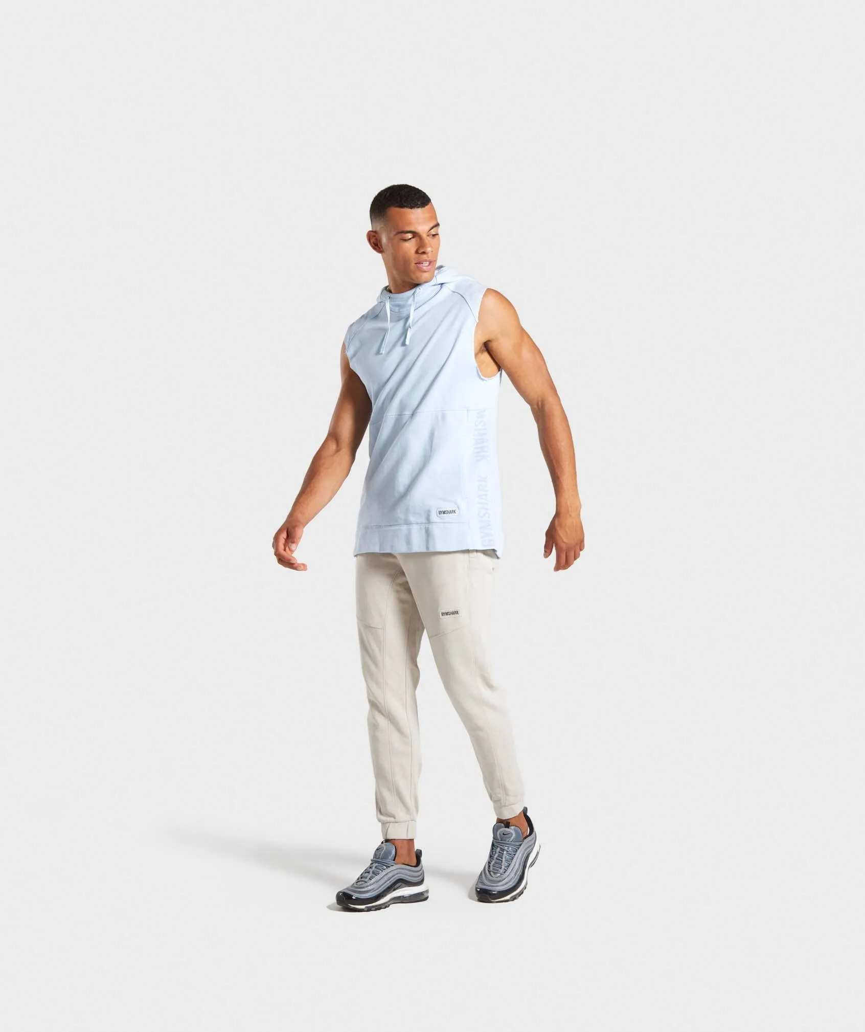 Gymshark Laundered Sleeveless Hoodie - Light Blue