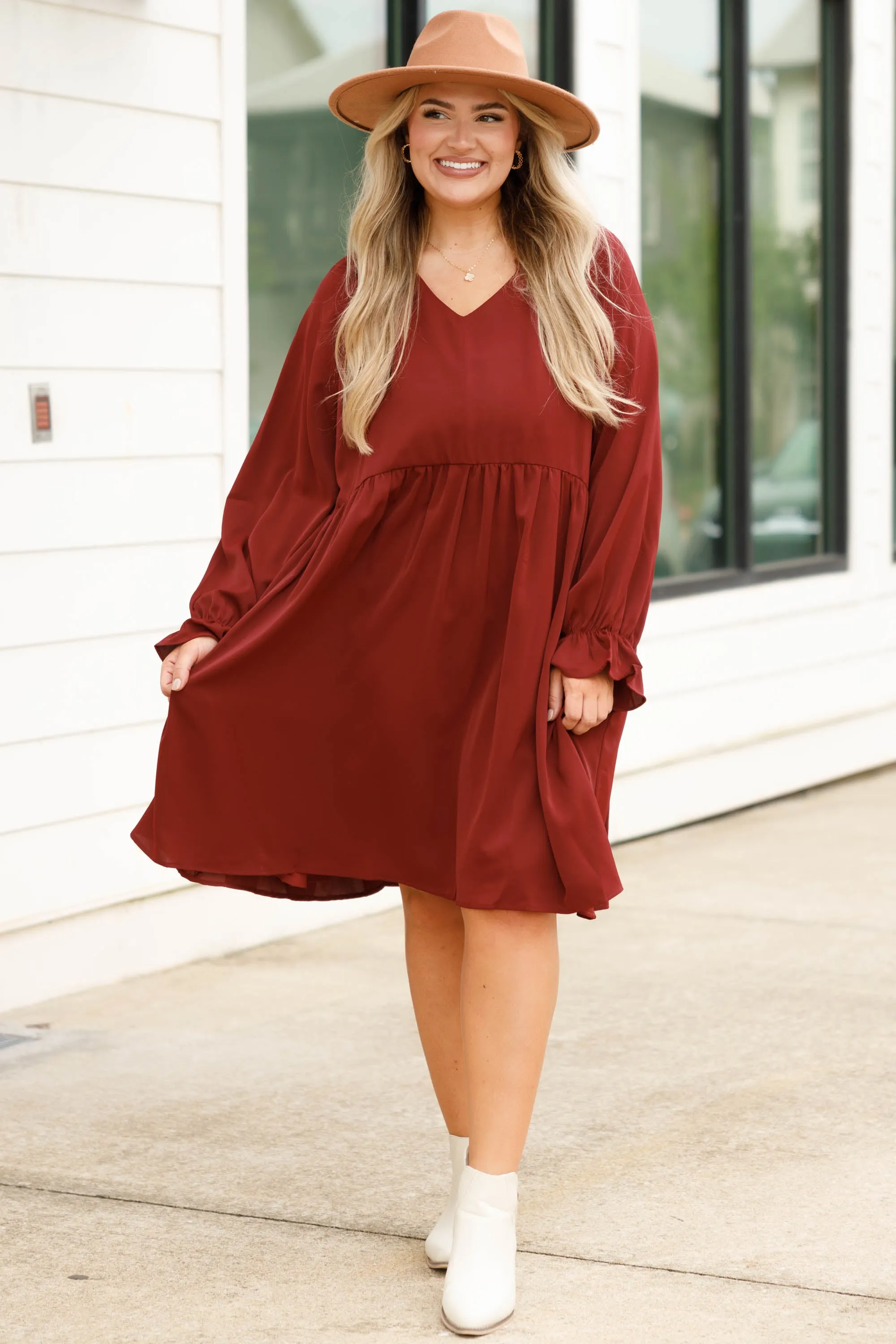 Here's To Love Dress, Burgundy