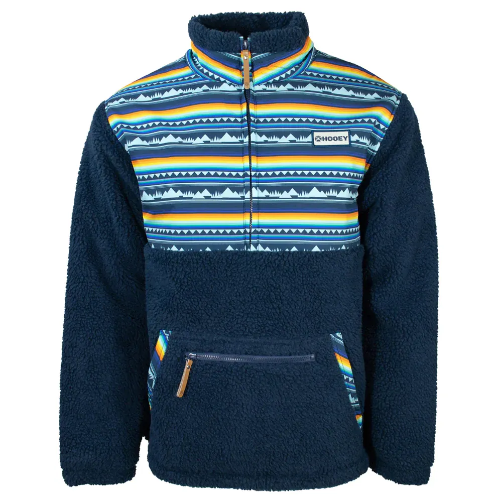 Hooey Men's Aztec Sherpa 1/2 Zip Blue Sherpa Pullover HFP003BLST