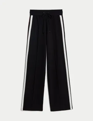 Jersey Side Stripe Wide Leg Trousers