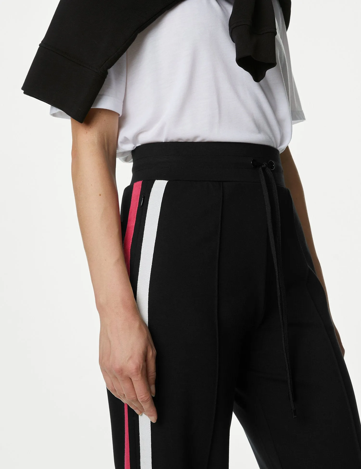 Jersey Side Stripe Wide Leg Trousers