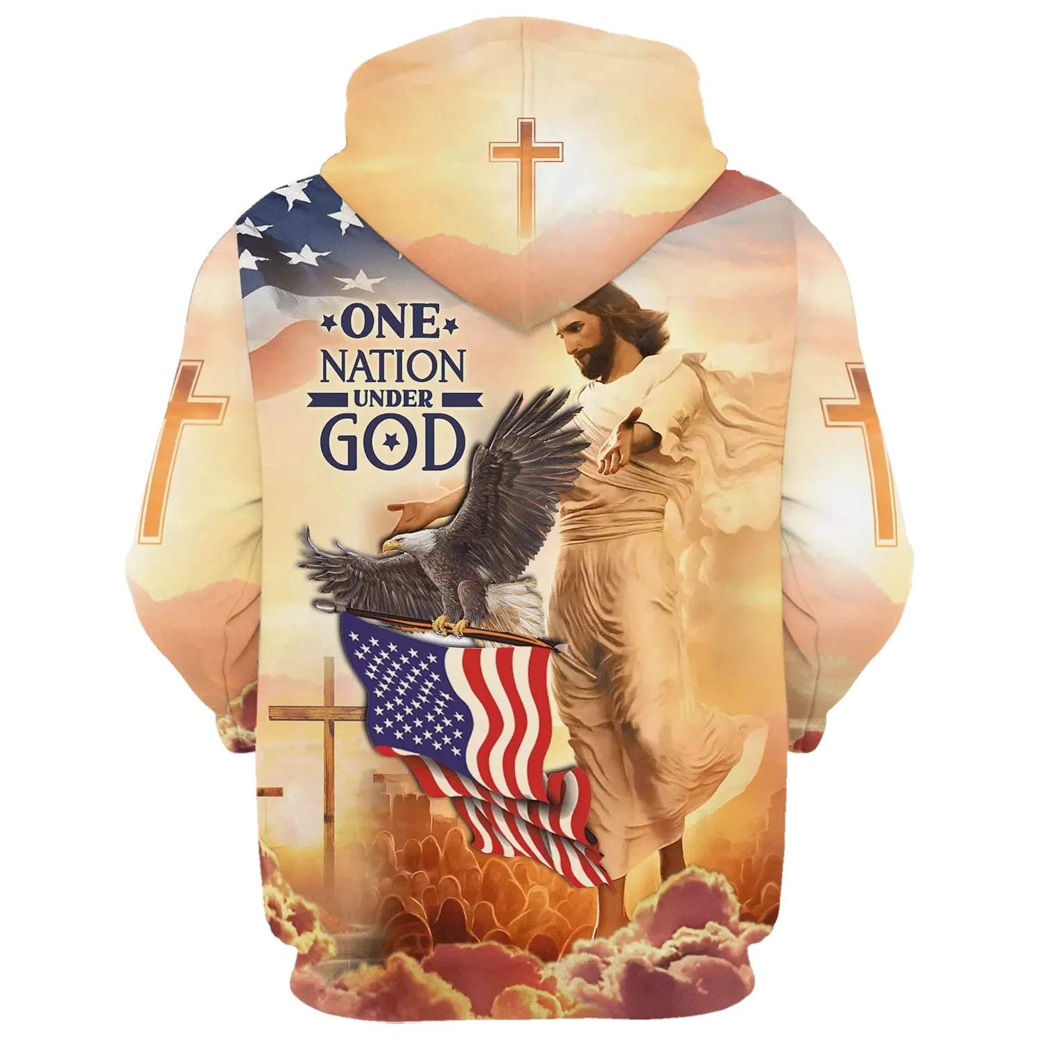 Jesus American Eagles Flag One Nation Under God Hoodies Jesus Hoodie Men & Women Christian Hoodie 3D Printed Hoodie