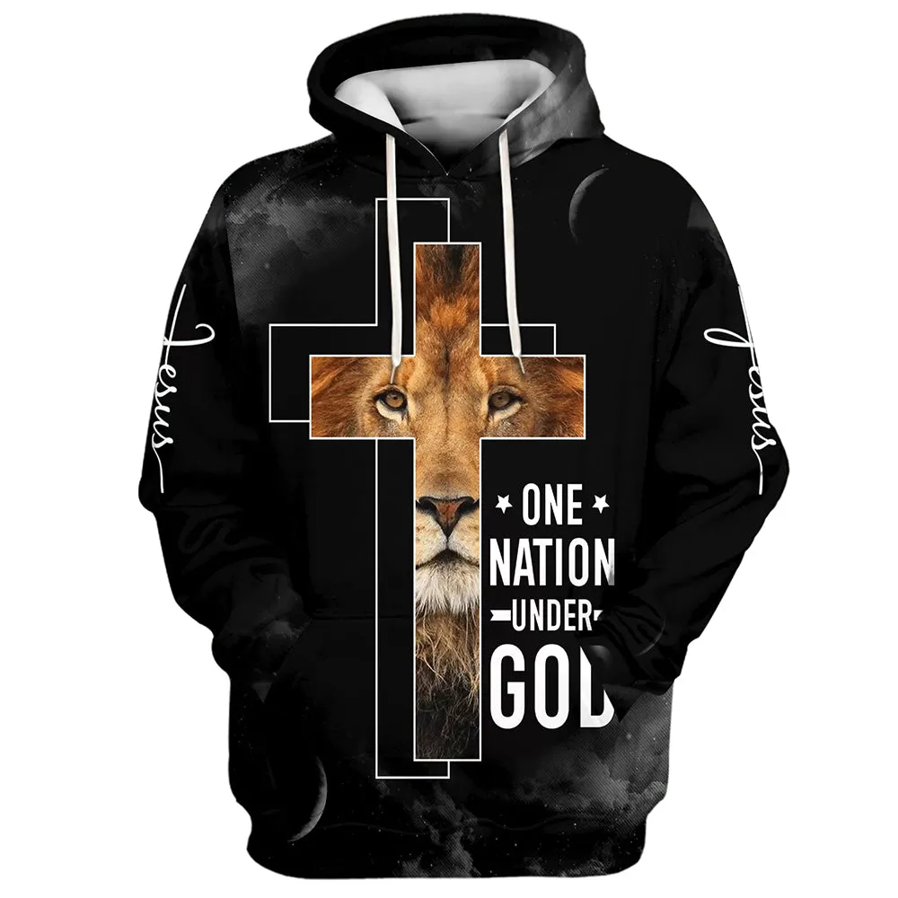 Jesus The Lion Of Judah One Nation Under God Hoodies Jesus Hoodie Men & Women Christian Hoodie 3D Printed Hoodie