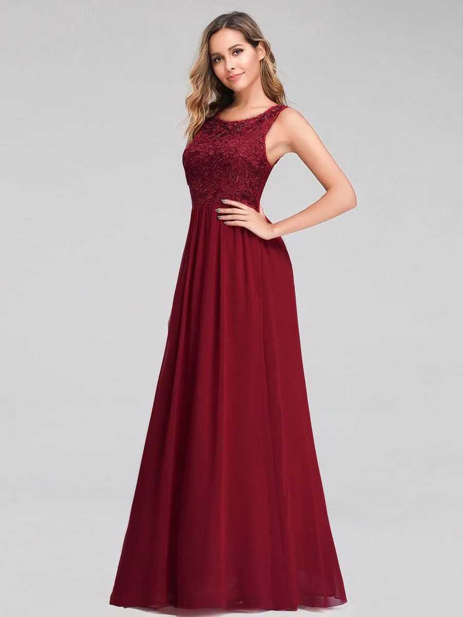 Long Lace Illusion Evening Formal Dresses