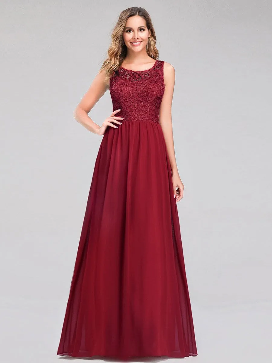 Long Lace Illusion Evening Formal Dresses