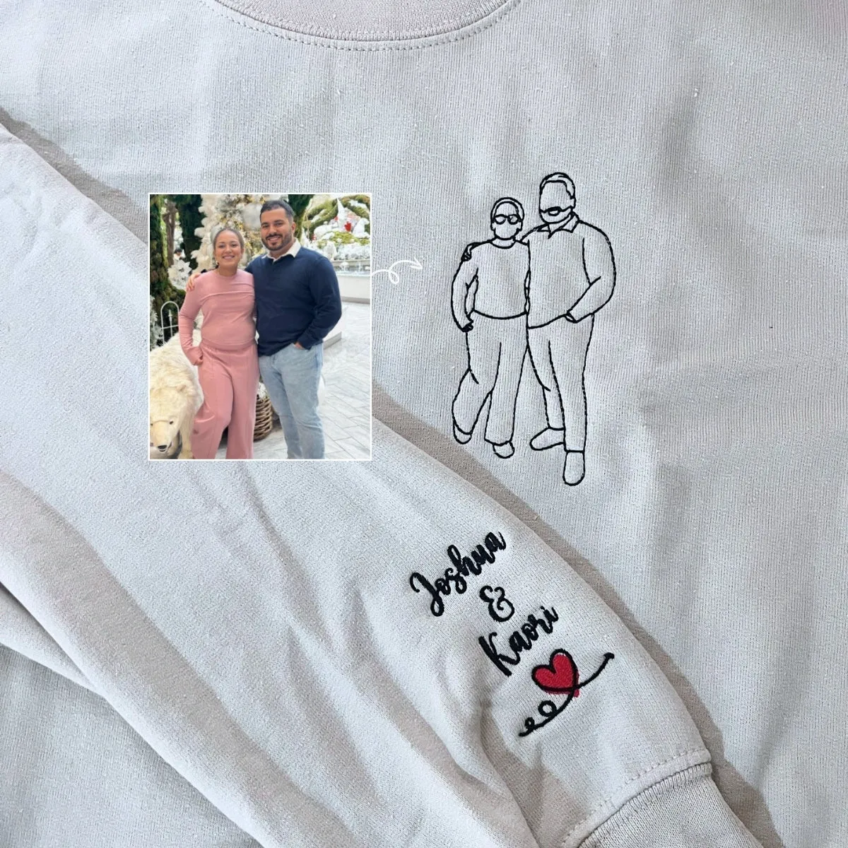 Matching Hoodies for Best Friends, Custom Embroidered Portrait Photo Sweatshirt, Hoodie