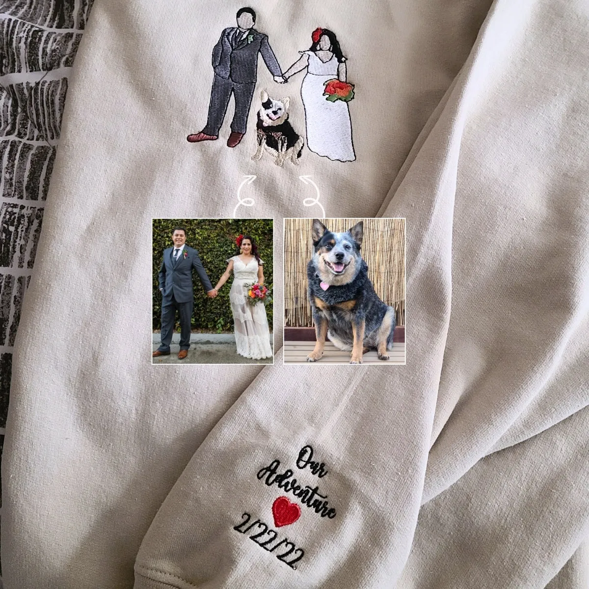 Matching Hoodies for Best Friends, Custom Embroidered Portrait Photo Sweatshirt, Hoodie