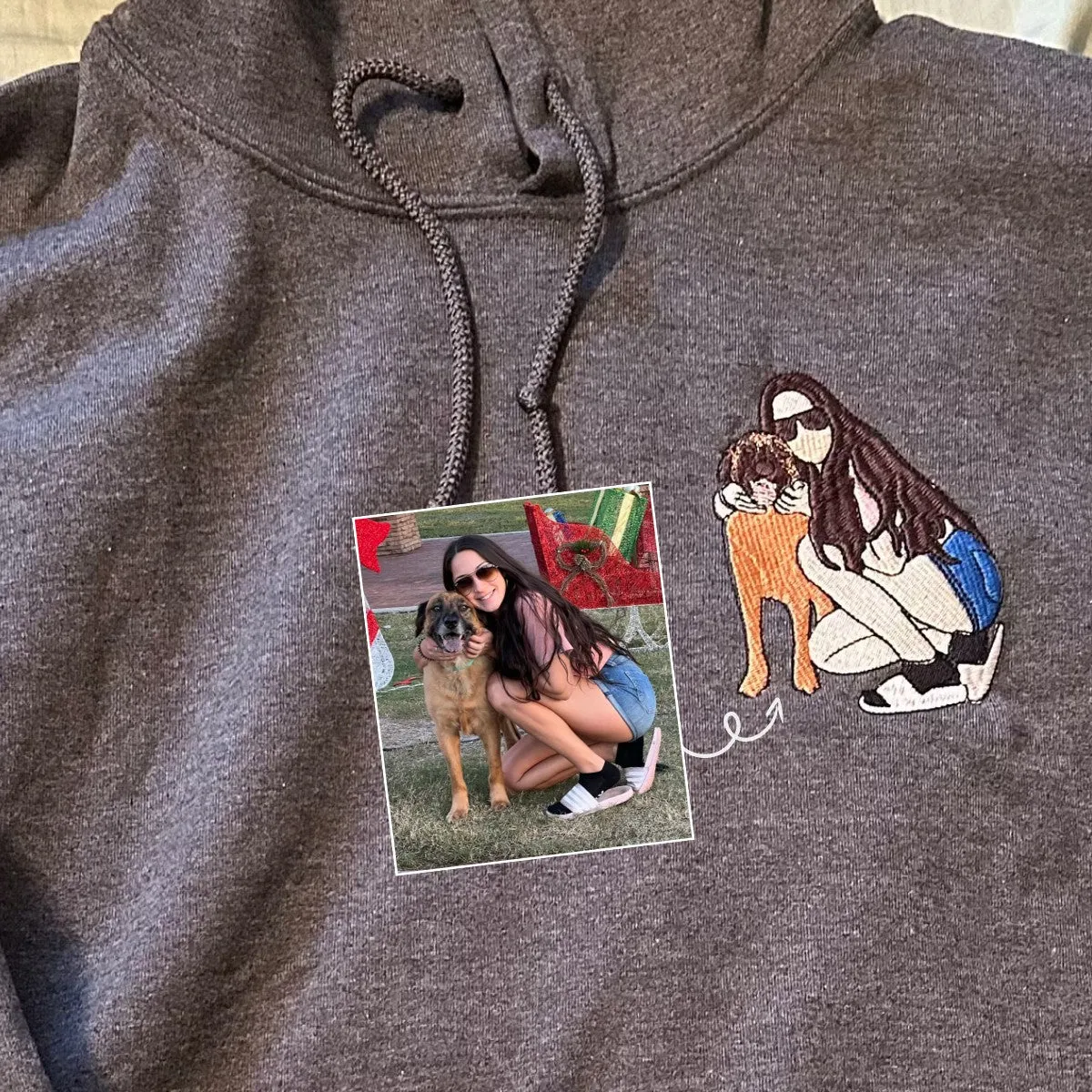 Matching Hoodies for Best Friends, Custom Embroidered Portrait Photo Sweatshirt, Hoodie