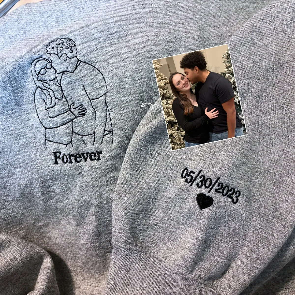 Matching Hoodies for Best Friends, Custom Embroidered Portrait Photo Sweatshirt, Hoodie