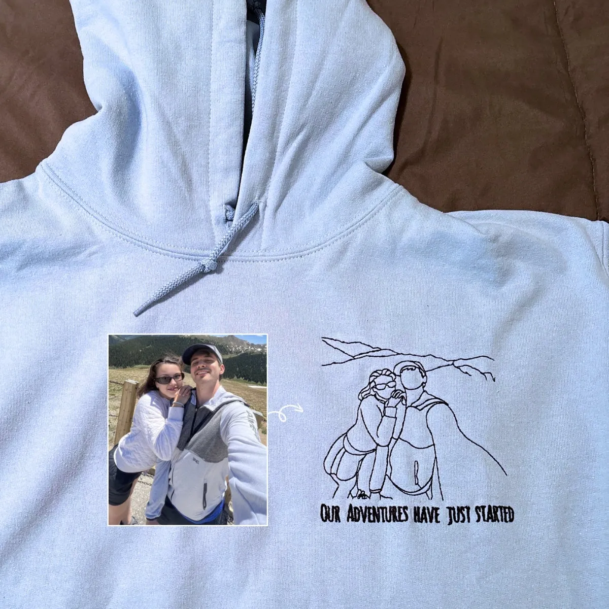 Matching Hoodies for Best Friends, Custom Embroidered Portrait Photo Sweatshirt, Hoodie