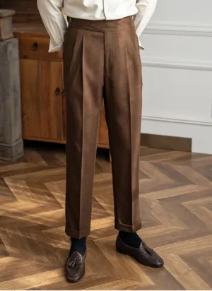 Mid-High Waist Naples Trousers - brown