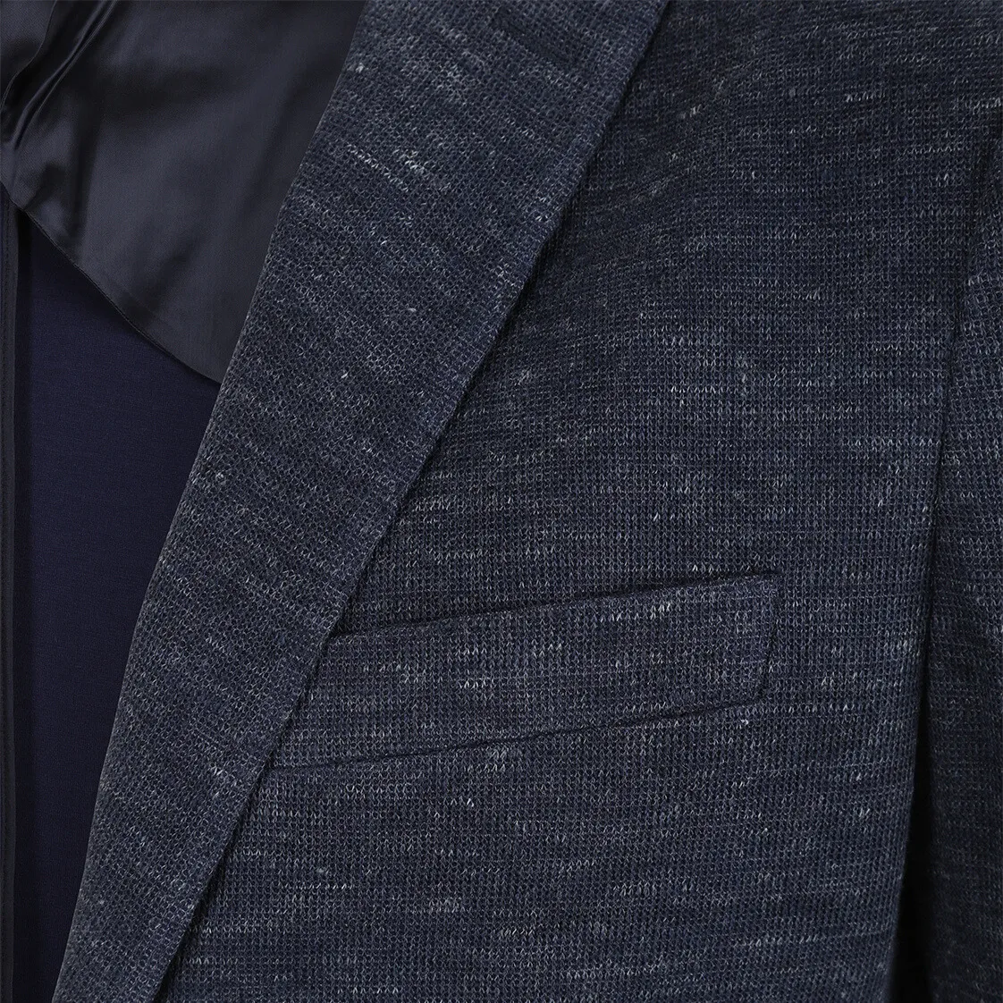 Patch Pocket Melange Jersey Knit Blazer - Navy