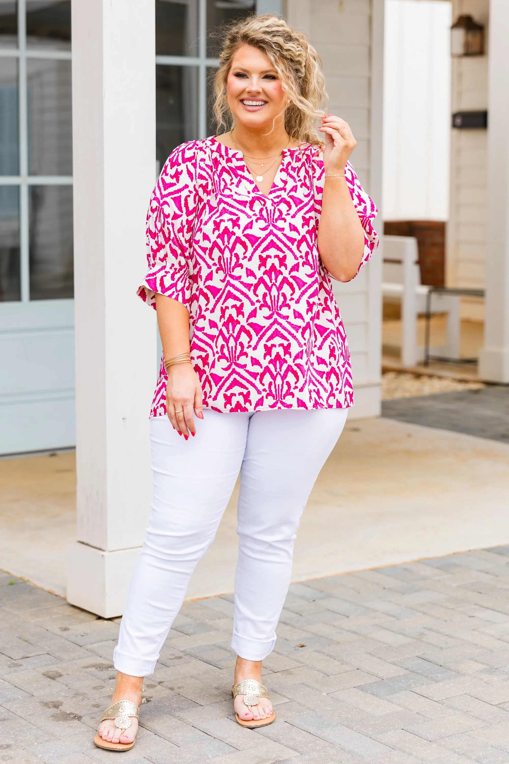 Pearl Cove Top, Fuchsia