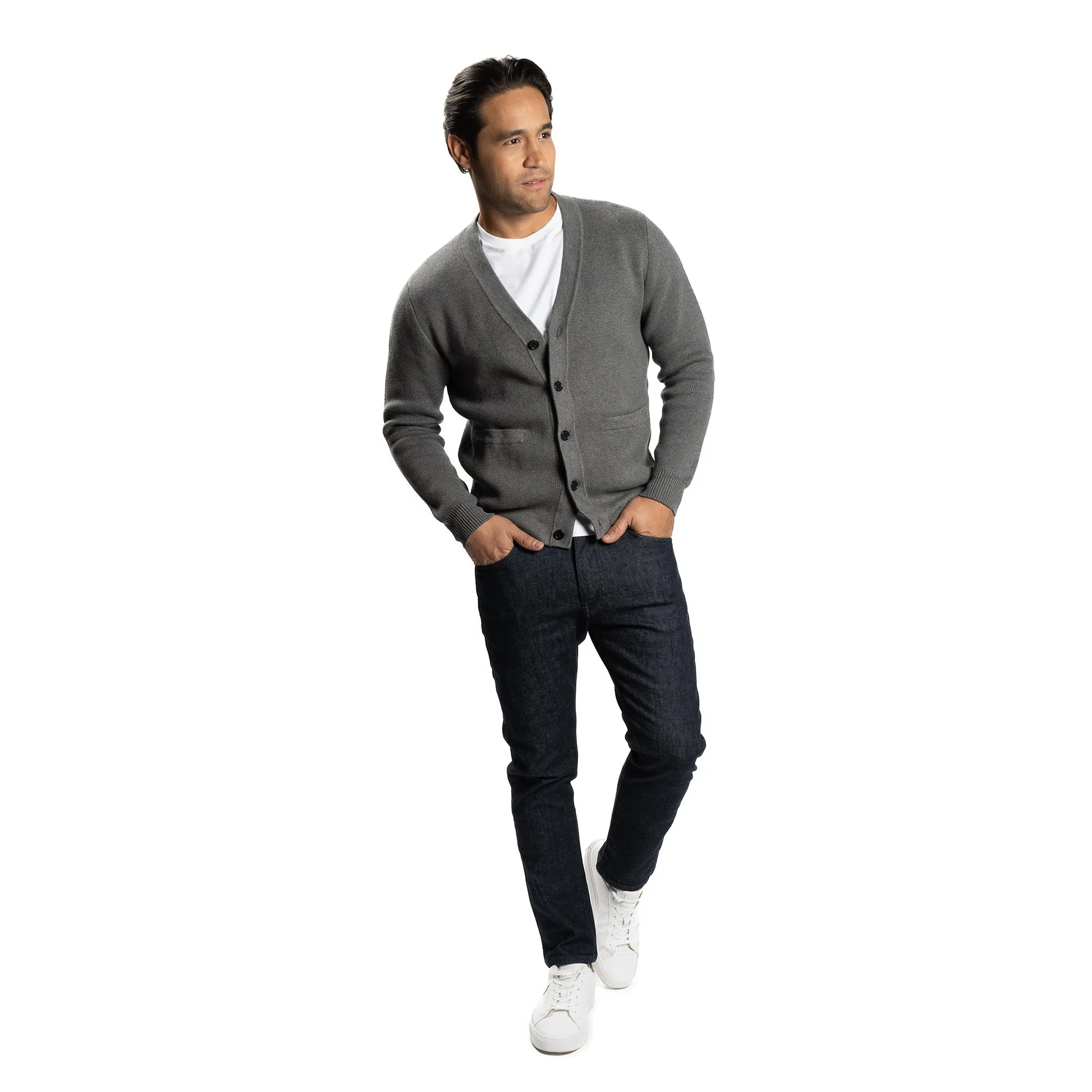 Pima Cotton Cardigan Sweaters - Heather Grey