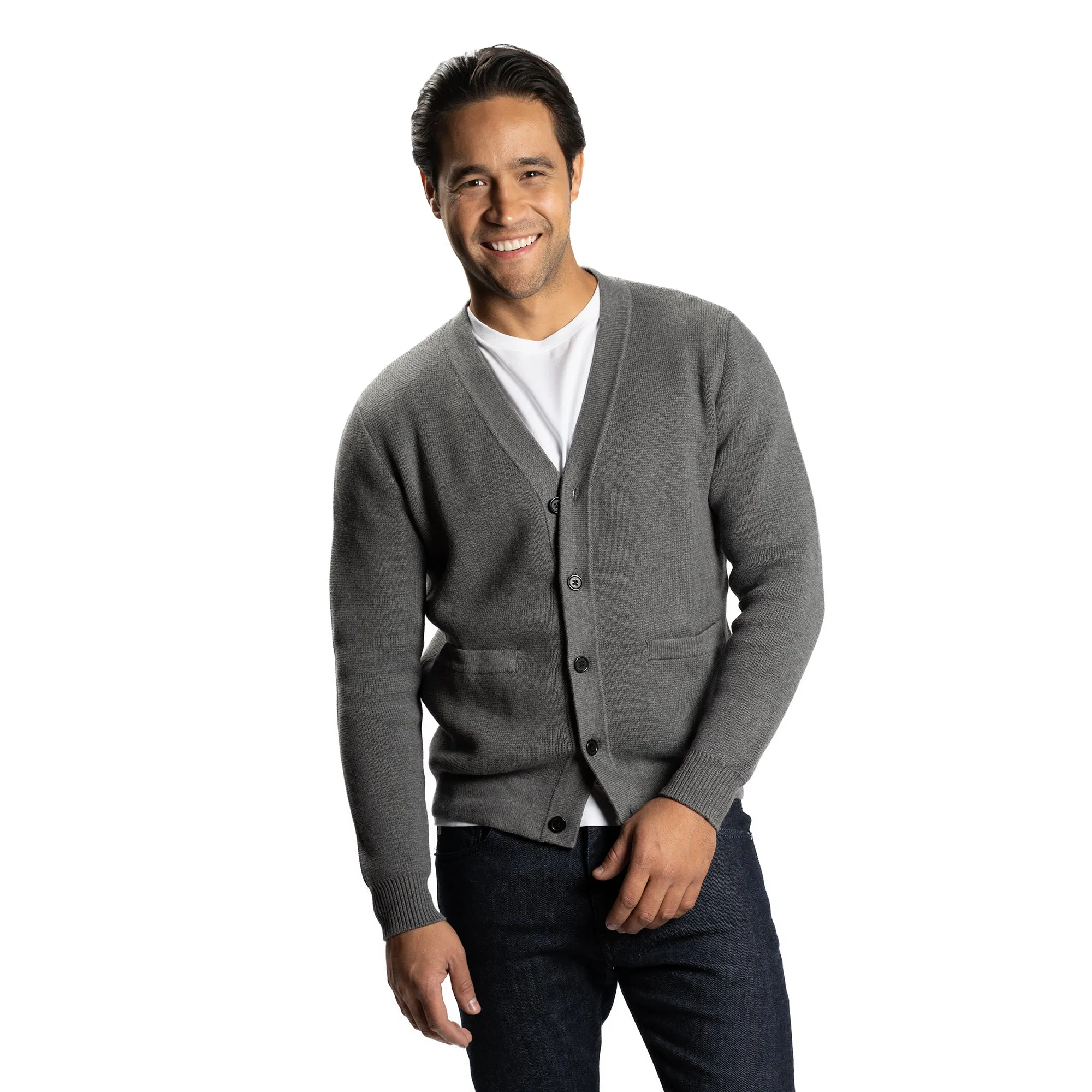 Pima Cotton Cardigan Sweaters - Heather Grey